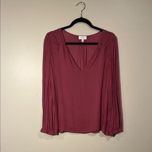 Lucky Brand Women's V-Neck Blouse - Deep Rose